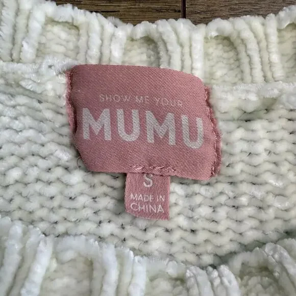 Show Me Your Mumu Oversized Jesse Sweater Cream Chenille Knit Size Small - Picture 8 of 12